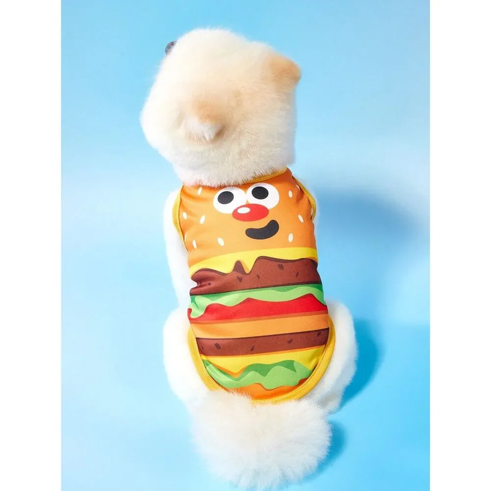 Dog Pet Burger Costume Puppy Cat Outfit Hamburger Lghtwt Shirt Halloween NWT Sm
